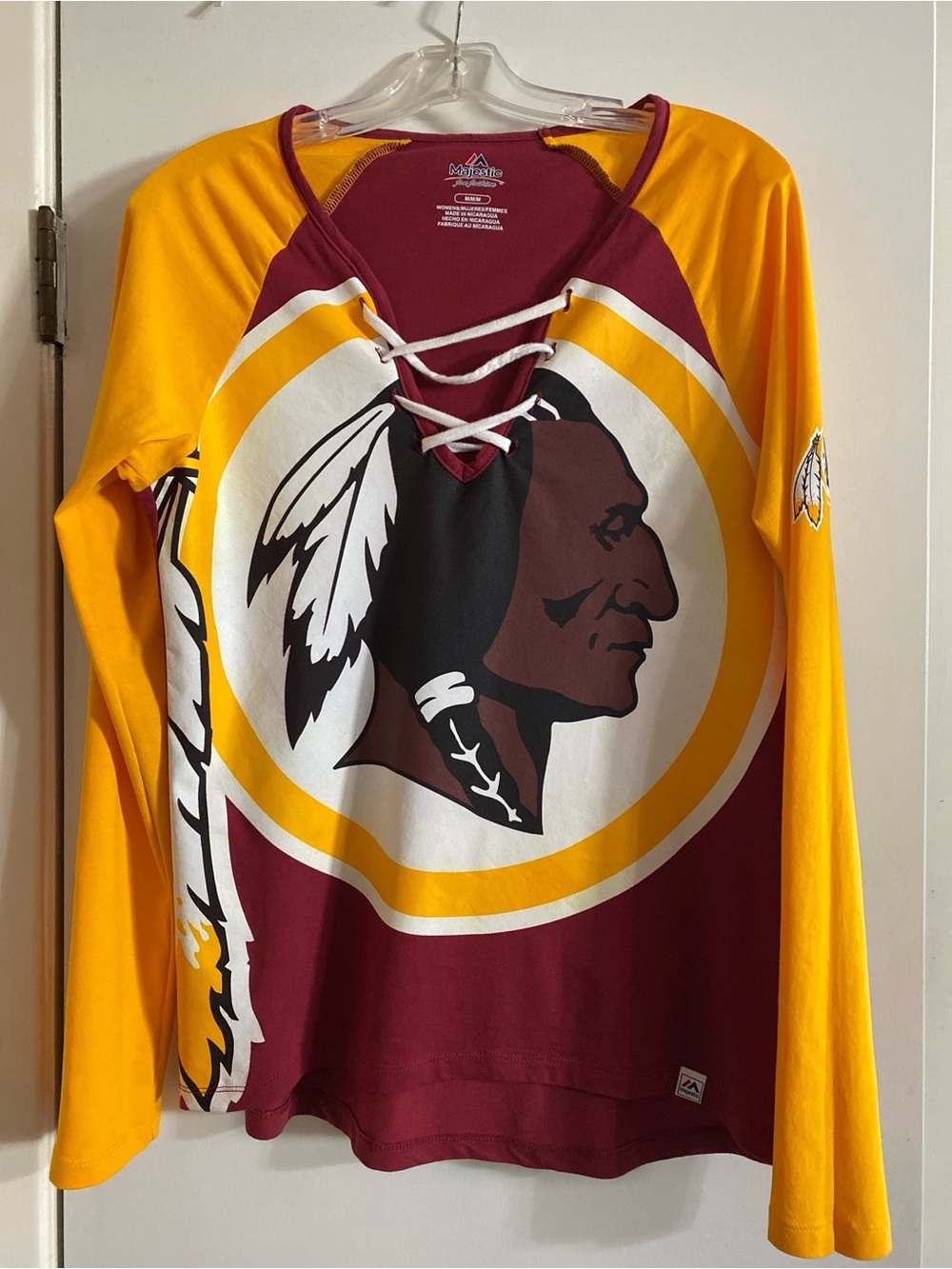Washington Redskins Reds women’s Lace-Up Long Sleeve Team Shirt
